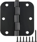 48 Pack Rounded Matte Black Door Hinges 3.5 Inch 5/8" Radius by TDCHINGES