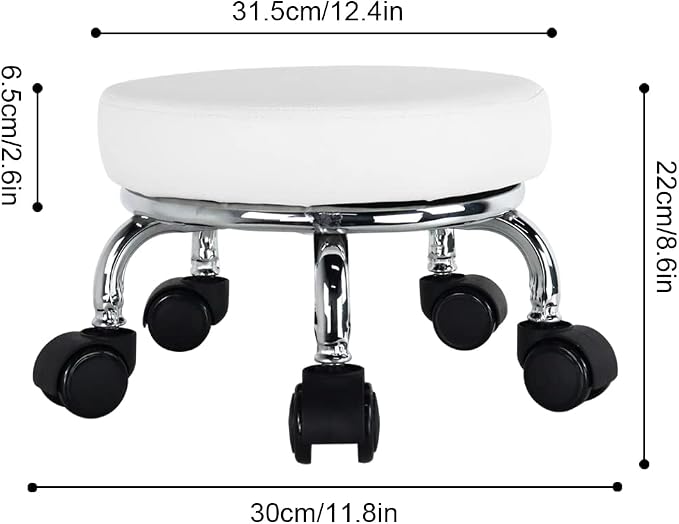 Modern Roller Seat PU Leather Low Round Rolling Stool 360 Swivel Small Stool - Image 3