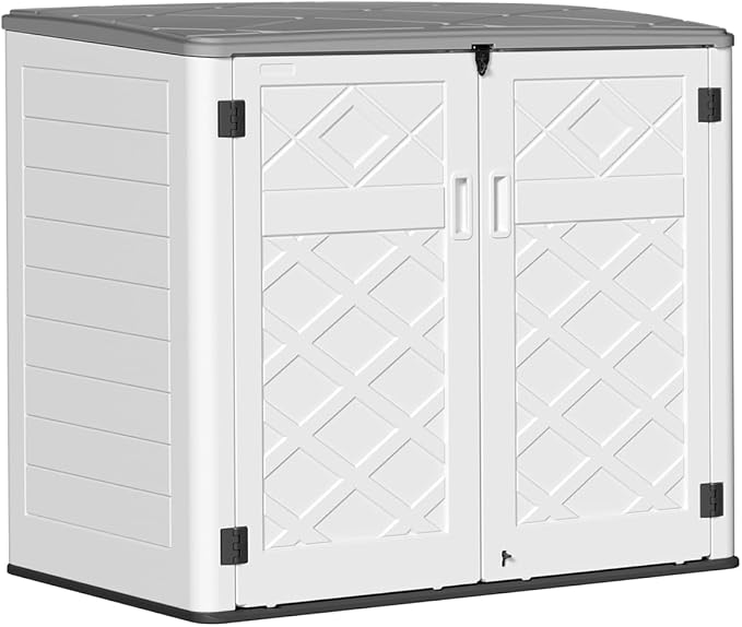 KINYING Horizontal Outdoor Storage Shed, 47 Cu.ft Resin Outdoor Storage Cabinet by KINYING