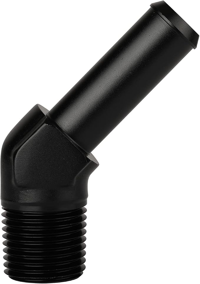 1/2 NPT Male to 5/8" Hose Barb Fitting Adapter 45 Degree Elbow Aluminum Black - Image 3