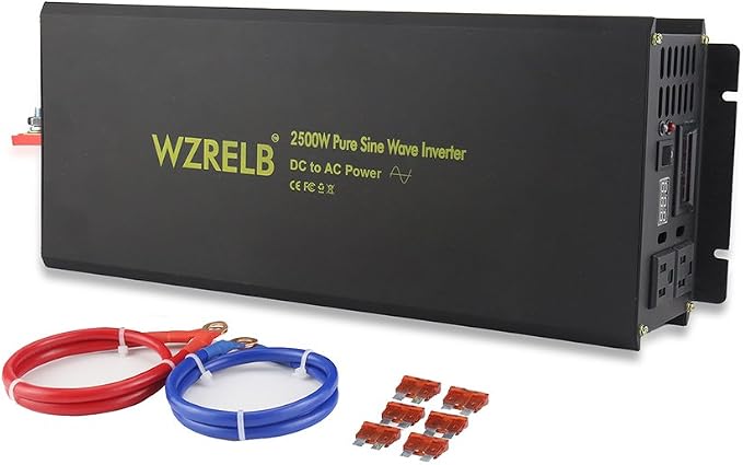 WZRELB Power Inverter 2500W Pure Sine Wave Inverter 12V 120V Dc AC Converter by WZRELB