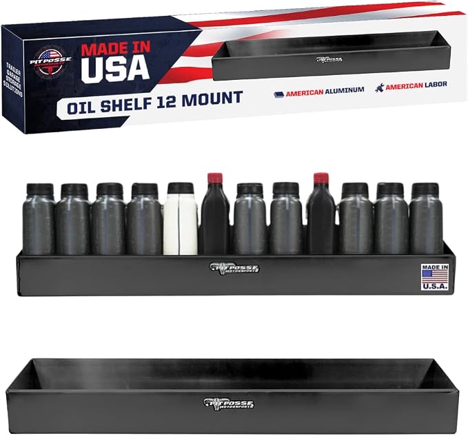 Pit Posse 443BK Oil Shelf 12 Quart Bottle Holder Storage Organizer Caddy 32" | by PITPOSSEMOTORSPORTS