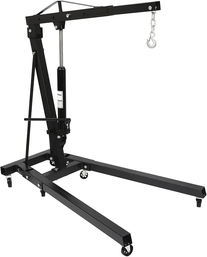 2 Ton Folding Engine Hoist 6.89Ft Lifting Height Heavy Duty Carbon Steel Crane by Unknown