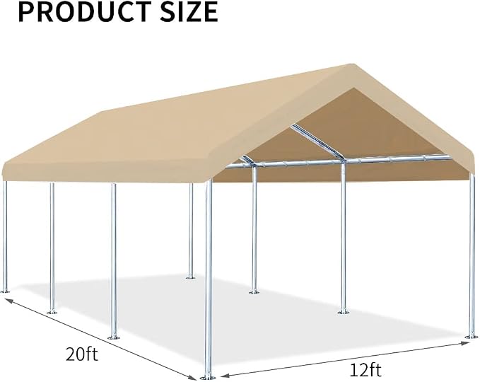 12'x20' Upgraded Carport Replacement Top Canopy Cover - Image 4