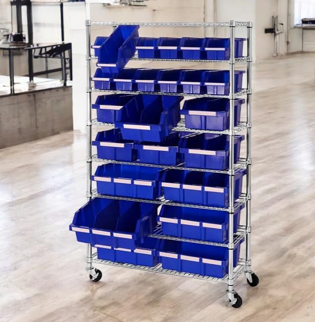 Heavy-Duty Steel Wire Shelving Storage Unit, 24-bin Rack - Image 6