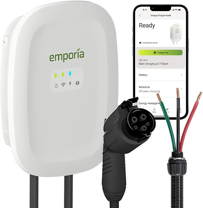 EMPORIA Level 2 EV Charger w/ J1772 Charger, 48 amp, Preconfigured by Emporia