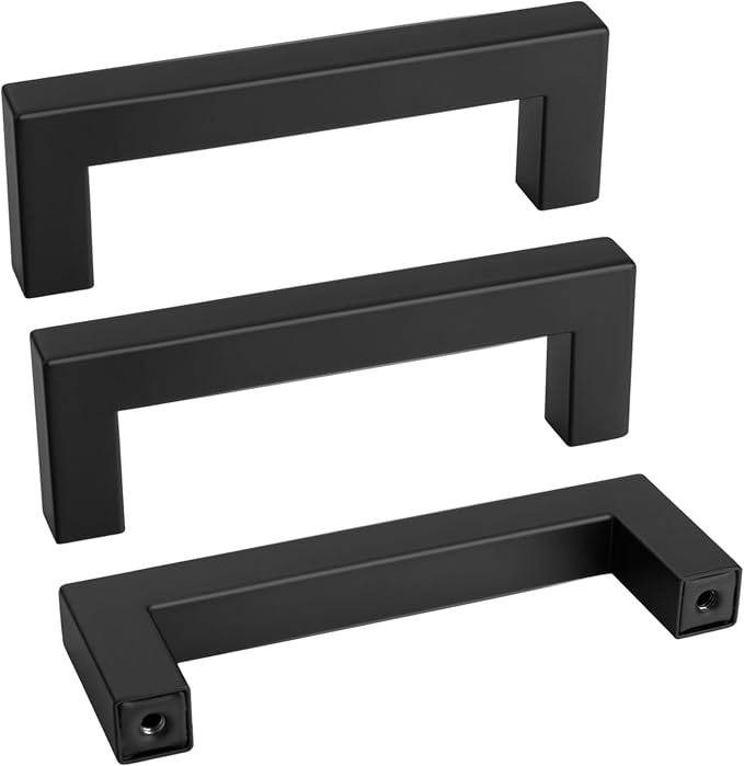 Goldenwarm 1 Pack Black Square Bar Cabinet Pull Drawer Handle Stainless Steel by goldenwarm