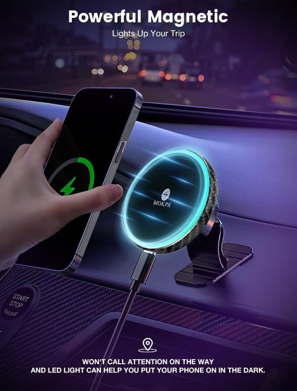 MOKPR for Magsafe Car Mount Charger-15W Wireless Car Charger-Magnetic Car Phone - Image 5