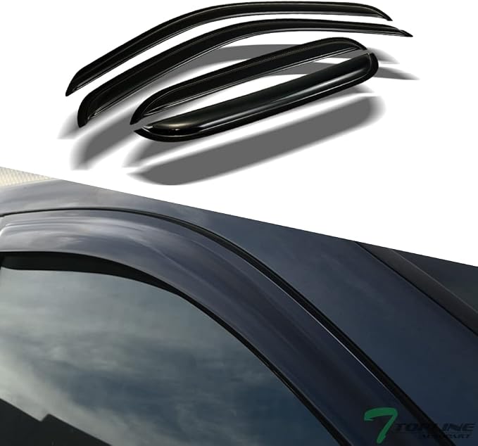 4Pcs Dark Smoke Tint Front Rear Window Deflector Sun/Rain/Wind Guards Shade - Image 7