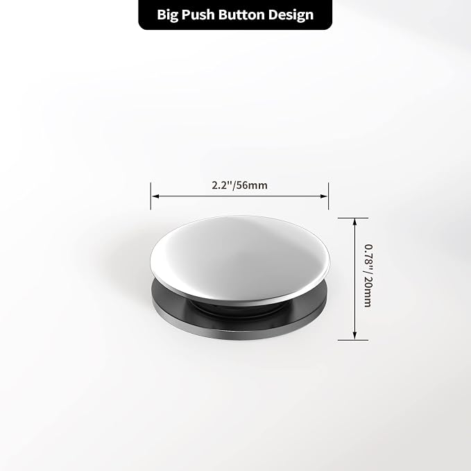 Bathroom Sink Drain with Overflow, PureHome Bathroom Sink Stopper, Pop Up - Image 5