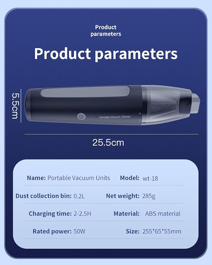 Mini Handheld Vacuum, 13000PA Portable Cordless Car Vacuum Cleaner, Suction and - Image 8