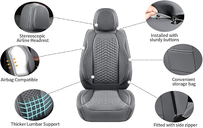 2 Packs Car Seat Covers Leather Car Seat Covers Universal Seat Covers - Image 6