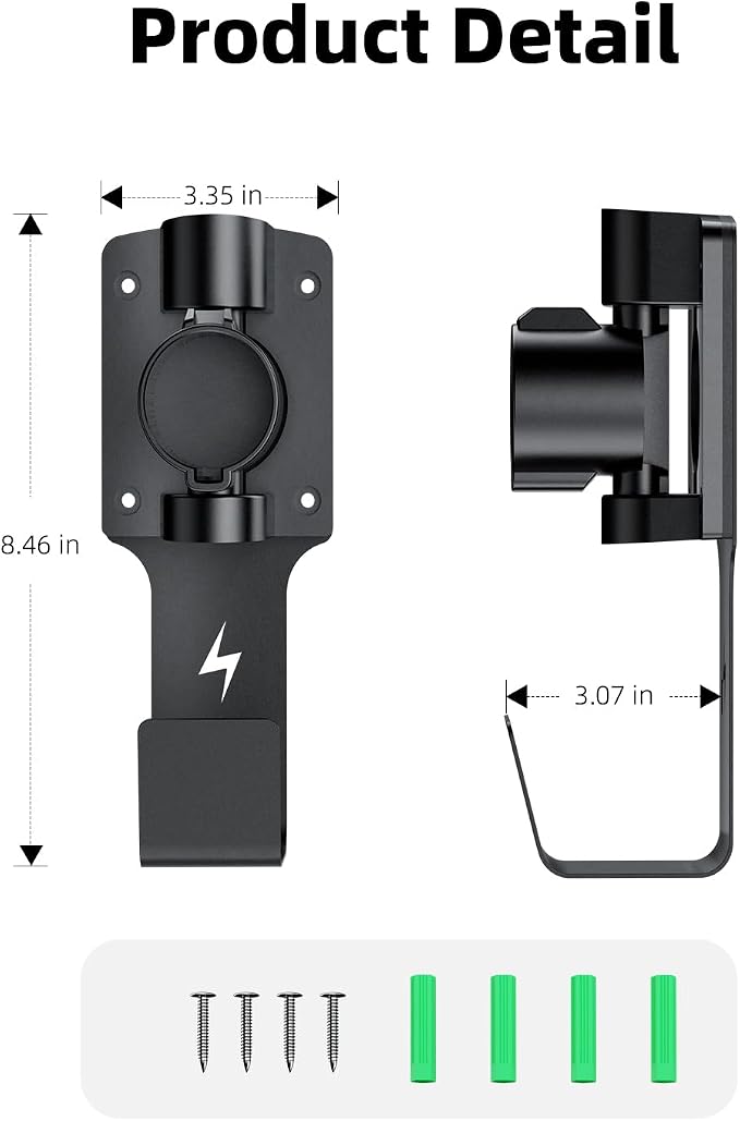 EV Charger Holder, with 180° Rotation Nozzle Dock, Metal J-Hook - Image 8