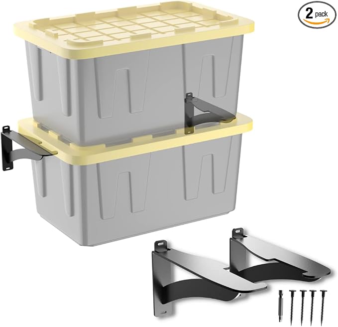 Koova Wall Mounted Tote Rack Storage System, Fits 27-Gallon Black and Yellow by Koova