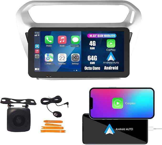 Kunfine Car CarPlay Android Auto Navigation Stereo GPS Radio Reverse Camera by KUNFINE