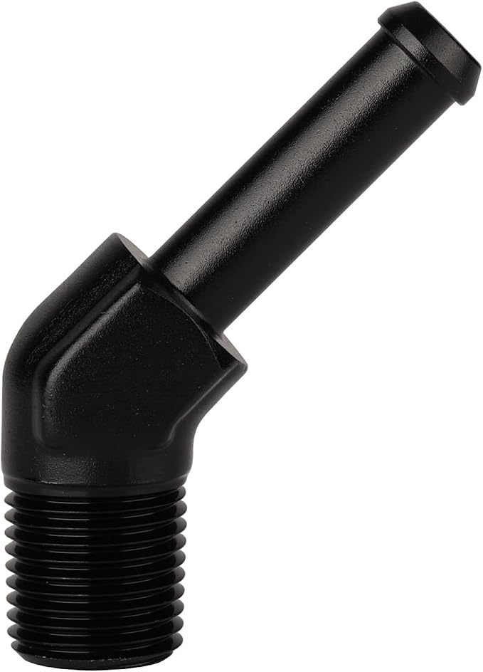 1/8 NPT Male to 1/4" Hose Barb Fitting Adapter 45 Degree Elbow Aluminum Black - Image 3