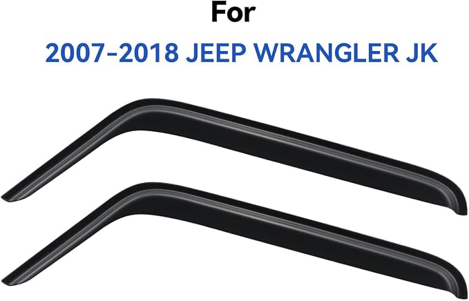 Window Visors Rain Guards for 2007-2018 Jeep Wrangler 2-Door, Out-Channel - Image 2