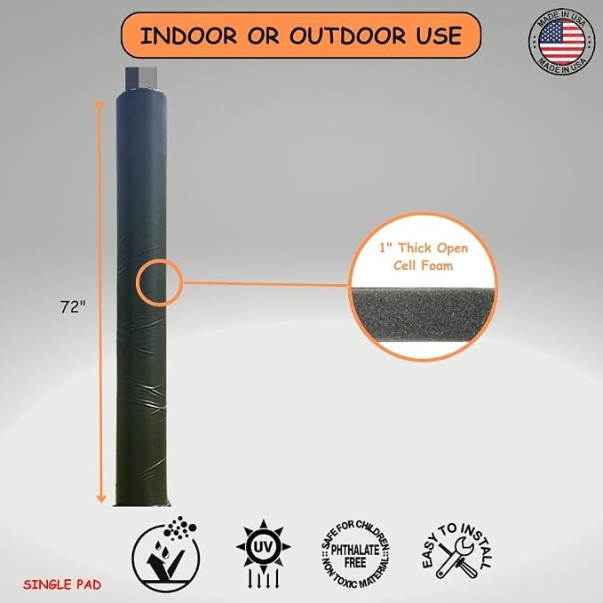 Safety Pole Pad, 4 FT Tall, 1” Thick Foam, Weatherproof, UV-Resistant, - Image 9
