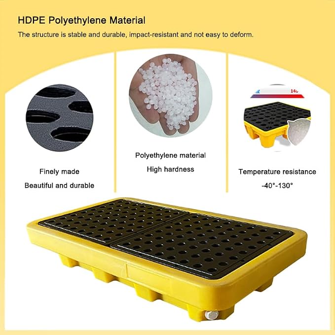 2 Drum Containment Spill Pallet, Polyethylene Low Profile Paint Bucket Tray - Image 4