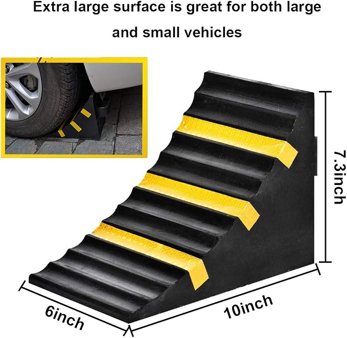 RELIANCER 2 Pack Wheel Chocks Heavy Duty Extra Large Industrial Rubber Wheel - Image 2