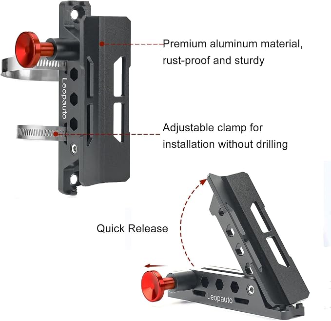 Vehicle Fire Extinguisher Mount Bracket, Aluminum Adjustable Quick Release Roll - Image 6