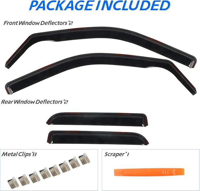 4 PCS in Channel Rain Guards for 2009-2018 Dodge Ram 1500 Quad Cab, Smoke - Image 6