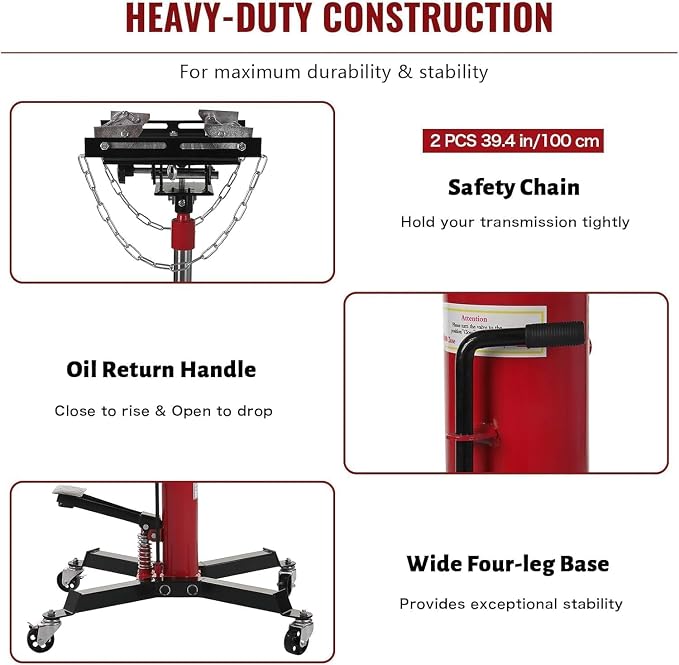 Transmission Jack 1322 LBS Hydraulic Telescoping 2-Stage Lift Jack Stand - Image 3