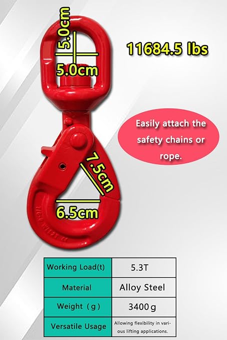 Swivel Self-Locking Hook 11684 lbs Heavy Duty Swivel Lifting Hook Swivel - Image 7