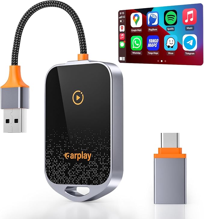 Wireless CarPlay Adapter for iPhone, 5.8GHz Carplay Wireless Adapter Converts by Bearway