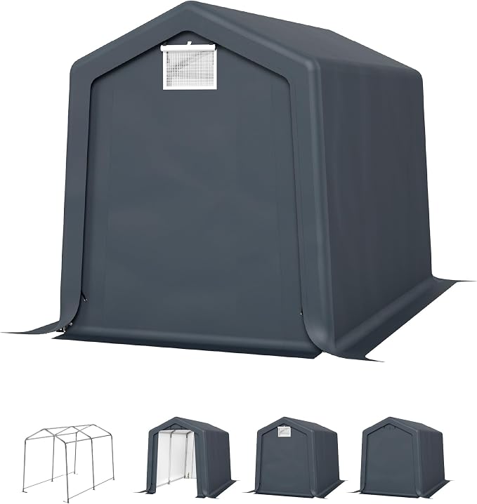PHI VILLA 6'x10'x7' Outdoor Portable Storage Shelter Shed Garage - Image 5
