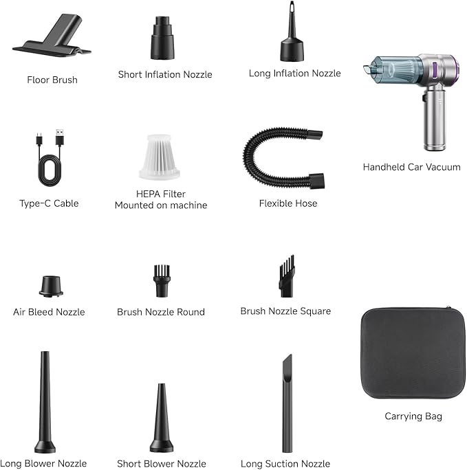 Car Vacuum, 4-in-1 Mini Cordless Vacuum Cleaner - Image 8