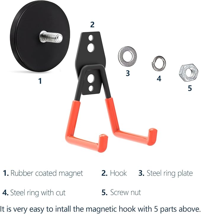 Magnetic Garage Hook, Heavy Duty Garage Storage Magnetic Hooks Steel Tool - Image 3