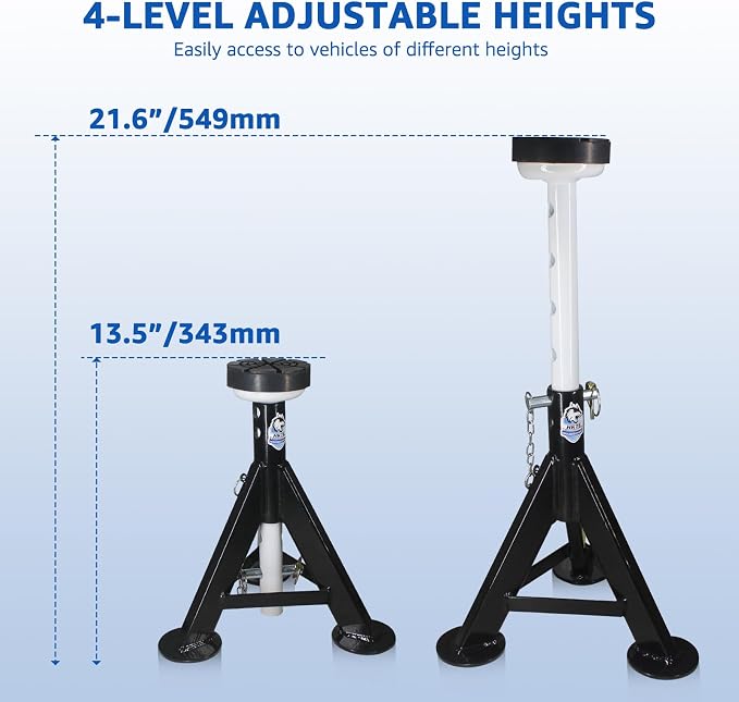 HKTE 4 Ton Heavy Duty Jack Stands, Security Locking Pins, 000 lbs Capacity - Image 5