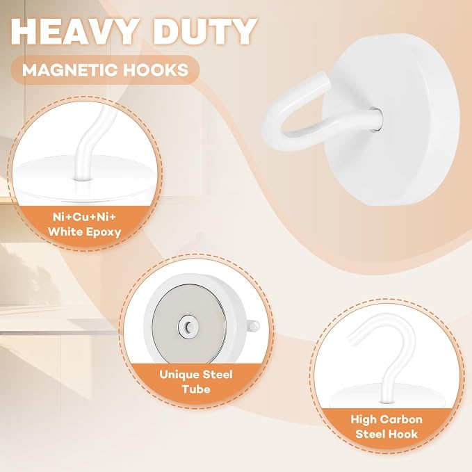 Neosmuk Magnetic Hooks, Cruise Ship Essentials, 120lb+ Heavy Duty Magnetic Hooks - Image 5