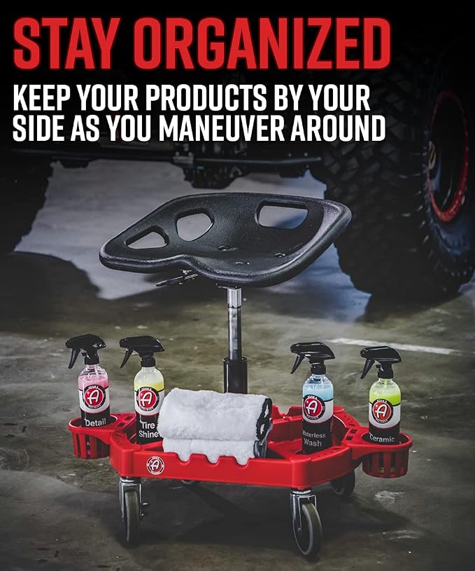 Adam's Polishes Pro Rolling Stool, Car Detailing Stool Chair, Shop Stool - Image 5