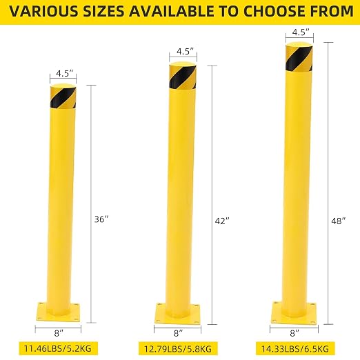 4-Pack Heavy Duty Safety Bollards, 4.5" Diameter Steel Pipe Bollard Post - Image 2