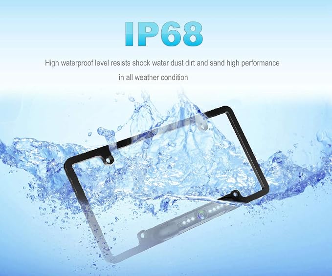 JPP License Plate Backup HD Camera, Rear View Camera 170° Viewing Angle - Image 2