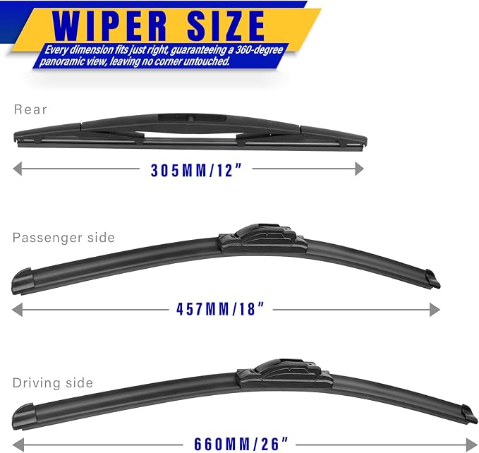 3 wipers Replacement for 2017-2023 Acura RDX Nissan Murano Infiniti QX50 - Image 2
