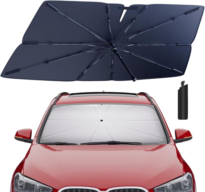 Windshield Sun Shade Umbrella for 2016-2022 BMW X1 Accessories: Custom Fit 210T by HIMUMOY