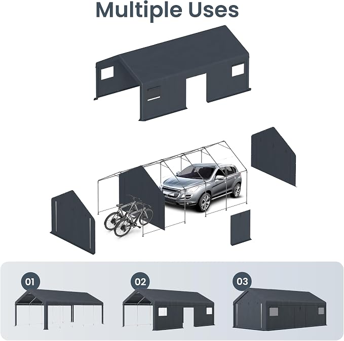 PHI VILLA 13'x24'x9.6' Outdoor Portable Storage Shelter Shed Garage - Image 7