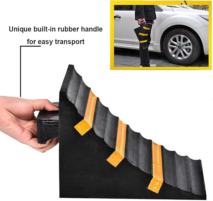 RELIANCER 2 Pack Wheel Chocks Heavy Duty Extra Large Industrial Rubber Wheel - Image 5