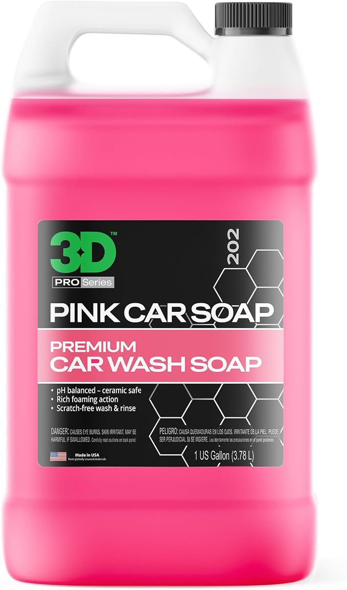 3D Pink Car Soap – 1 Gallon |pH Neutral Car Wash Soap by 3DCarCare