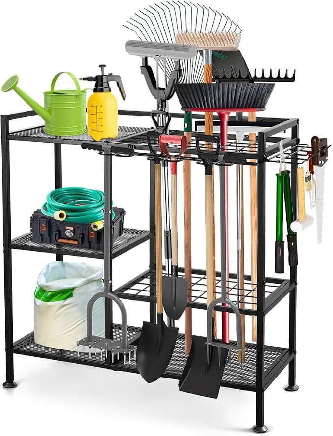 Garden Tool Organizer for Garage, 3 Tiers Garden Tool Holder by Joyoolife