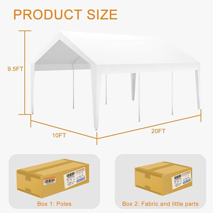 10x20ft Metal Carport Garage - Image 2