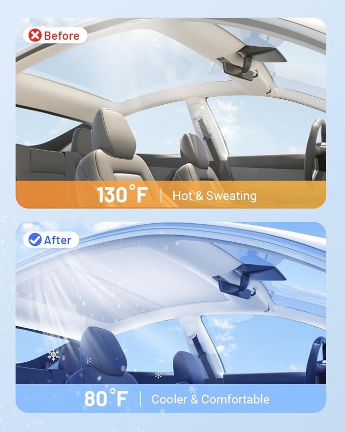 Compatible for Tesla Model Y 3Pcs Sunshade Windshield & Roof, Portable Foldable - Image 4