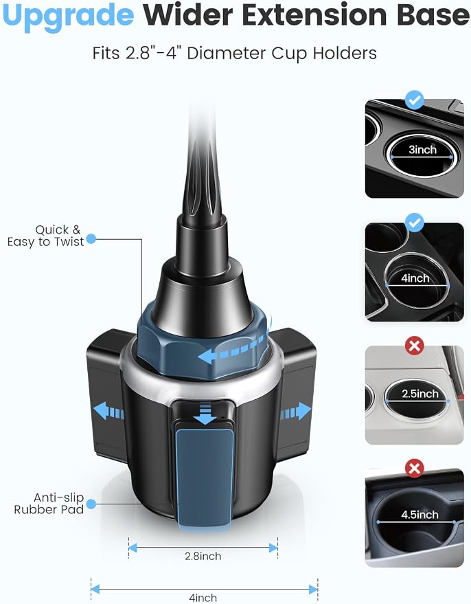 Car Phone Holder, Dual 360° Rotate Gooseneck Cup Holder Phone Mount - Image 4