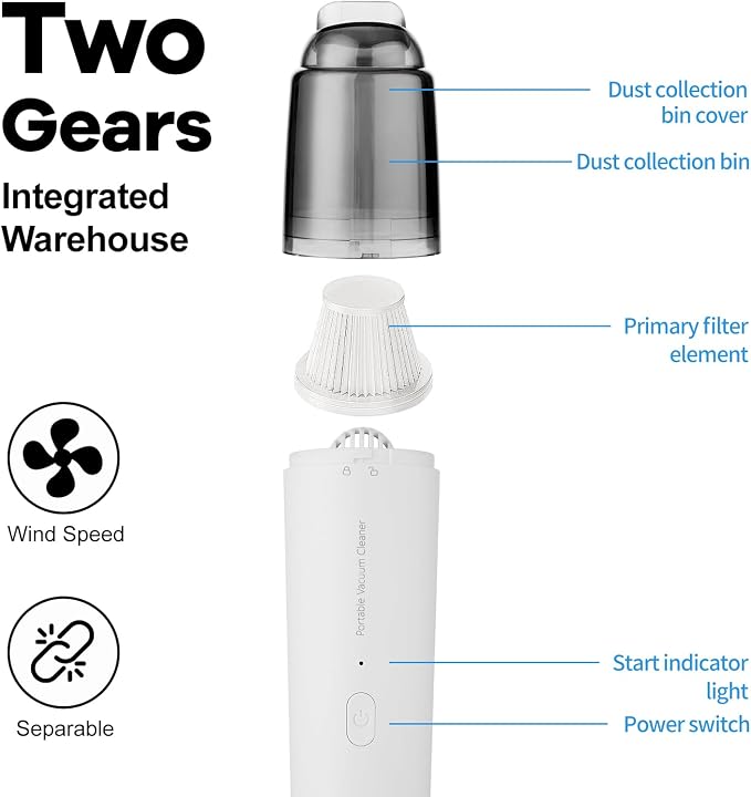 Mini Vacuum Cleaner Cordless, Portable Keyboard Vacuum Cleaner, Wireless - Image 2