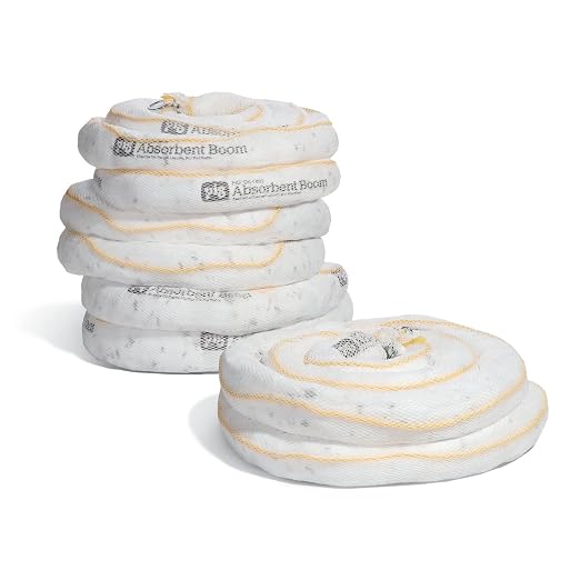PIG Oil Boom - Oil-Only Absorbent Boom - 4 Pack - 3" x 20' Boom - Absorbs up to by NewPig