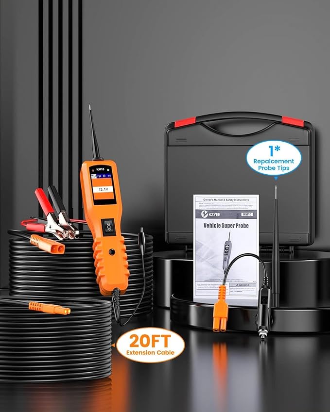 KZYEE KM10 Power Circuit Probe Kit, 12V 24V Automotive Circuit Tester, Digital - Image 9