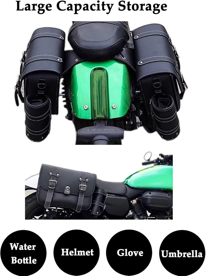 Motorcycle Saddlebags, Scooter Powersports Faux Leather Saddle Bags Motorcycles - Image 6